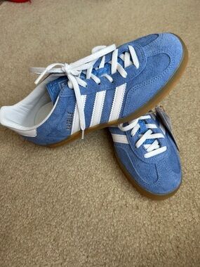 adidas Gazelle Suede Sneakers - Light Blue & White